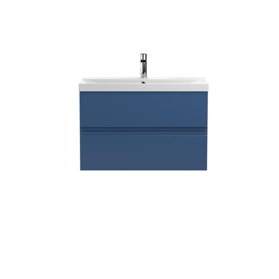 Hudson Reed 800mm Wall Hung 2-Drawer Vanity Unit & Basin 3 Satin Blue URB306D