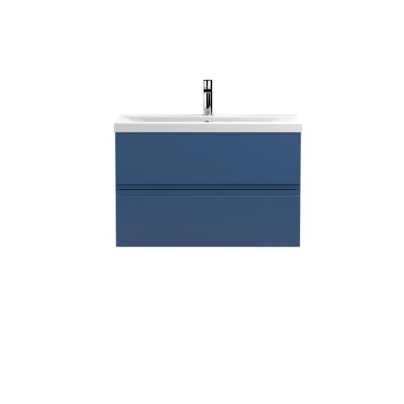 Hudson Reed 800mm Wall Hung 2-Drawer Vanity Unit & Basin 1 Satin Blue URB306A