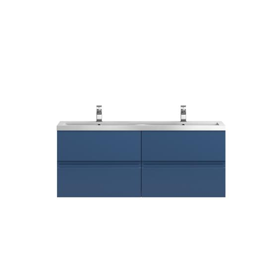 Hudson Reed 1200 Wall Hung 4 Drawer Vanity & Double Basin Satin Blue URB304F