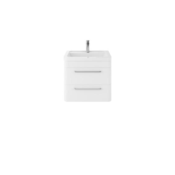 Hudson Reed Wall Hung 600mm Cabinet & Ceramic Basin Pure White SOL102A