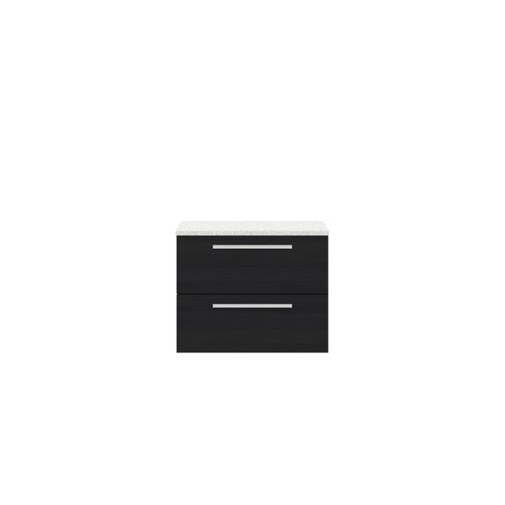 Hudson Reed 720mm Cabinet & Sparkling White Worktop Charcoal Black QUA007LSW
