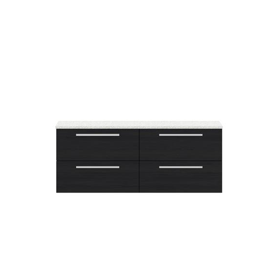 Hudson Reed 1440mm Double Cabinet & Sparkling White Worktop Charcoal Black QUA003LSW