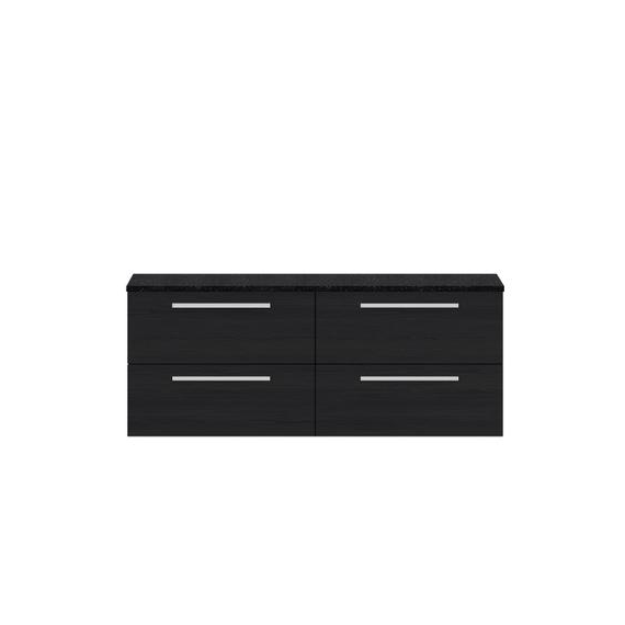 Hudson Reed 1440mm Double Cabinet & Sparkling Black Worktop Charcoal Black QUA003LSB