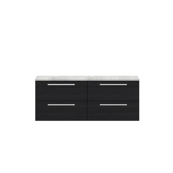 Hudson Reed 1440mm Double Cabinet & Grey Worktop Charcoal Black QUA003LBG