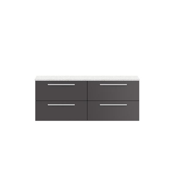 Hudson Reed 1440mm Double Cabinet & Sparkling White Worktop Grey Gloss QUA002LSW