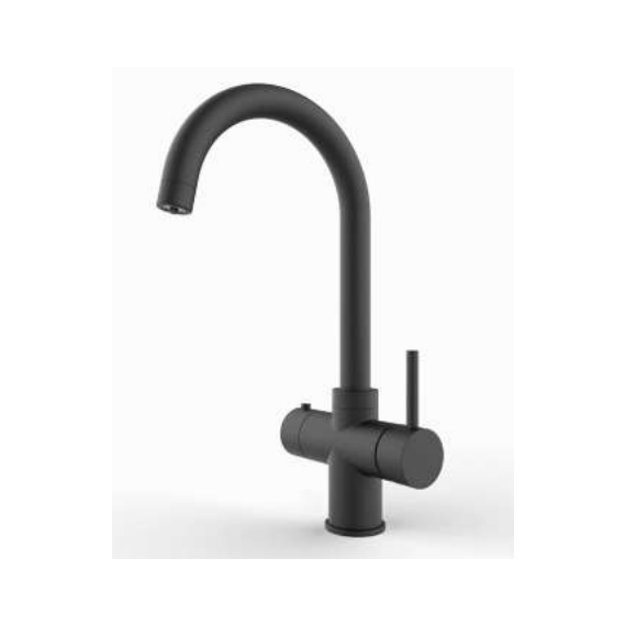 Kartell Brew Master 3 In 1 Boiling Hot Water Swan Spout Kitchen Tap With Standard Tank And Filter - Matt Black
