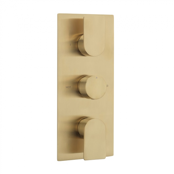 Sagittarius Kvell Concealed 3 Way Thermostatic Shower Valve Brushed Brass