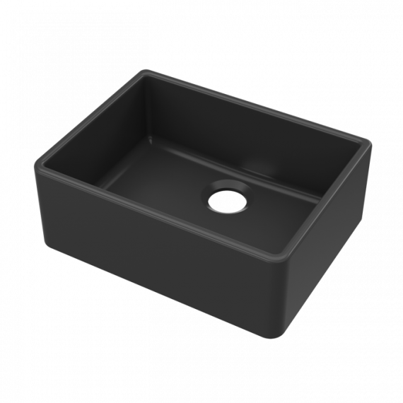 Nuie Fireclay Single Bowl Butler Kitchen Sink Matt Black 595mm BU40024