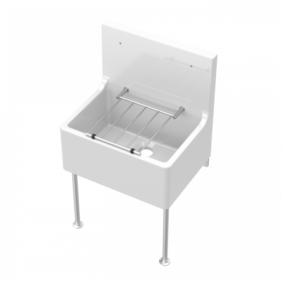 Nuie Fireclay Cleaner Sink 515mm With Legs And Brackets White CS10121LB