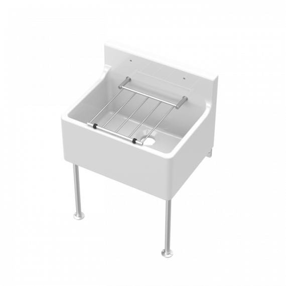 Nuie Fireclay Cleaner Sink 515mm With Legs And Brackets White CS10421LB