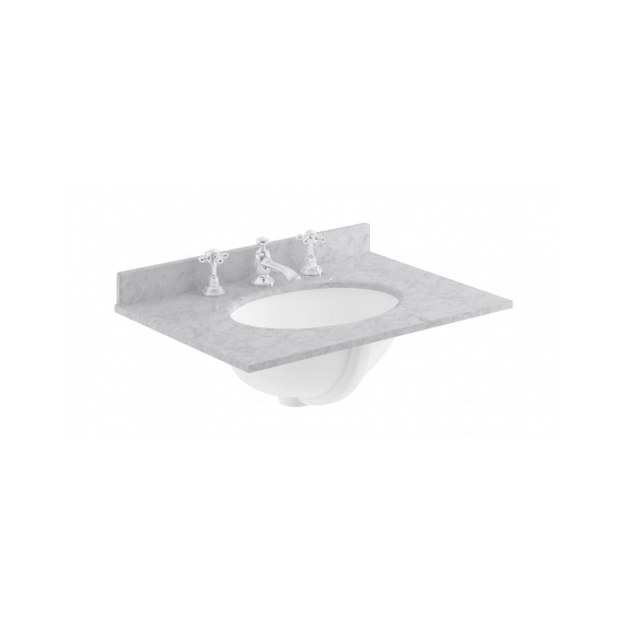 Bayswater 600mm Marble Single Bowl 3 Tap Hole - Grey Marble