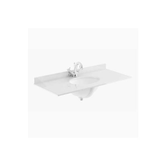 Bayswater 1000mm Marble Single Bowl 1 Tap Hole - White Marble