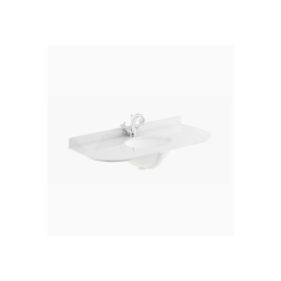 Bayswater 1000mm Single Bowl with Radius 1 Tap Hole - White Marble