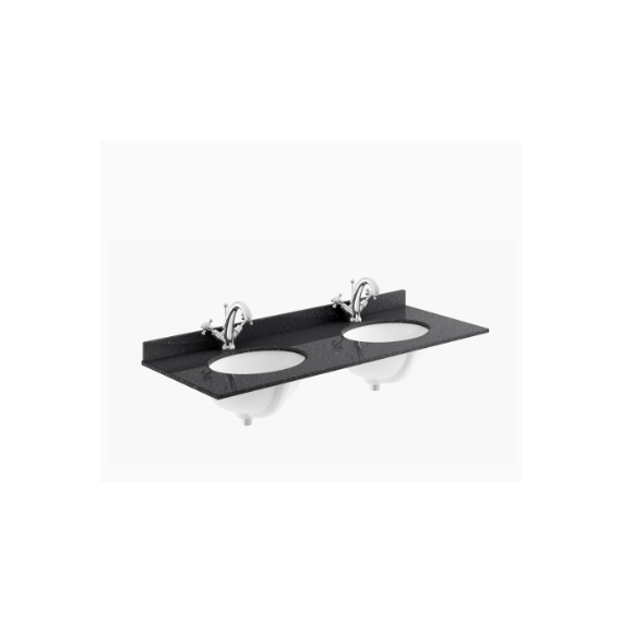 Bayswater 1200mm Marble Double Bowl 1 Tap Hole - Black Marble