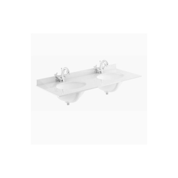 Bayswater 1200mm Marble Double Bowl 1 Tap Hole - White Marble