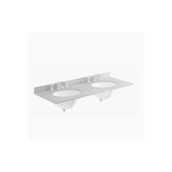Bayswater 1200mm Marble Double Bowl 3 Tap Hole - Grey Marble 