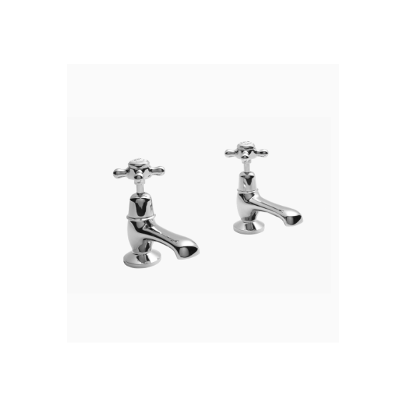 Bayswater Basin Taps - Crosshead - White/ Chrome Domed                     