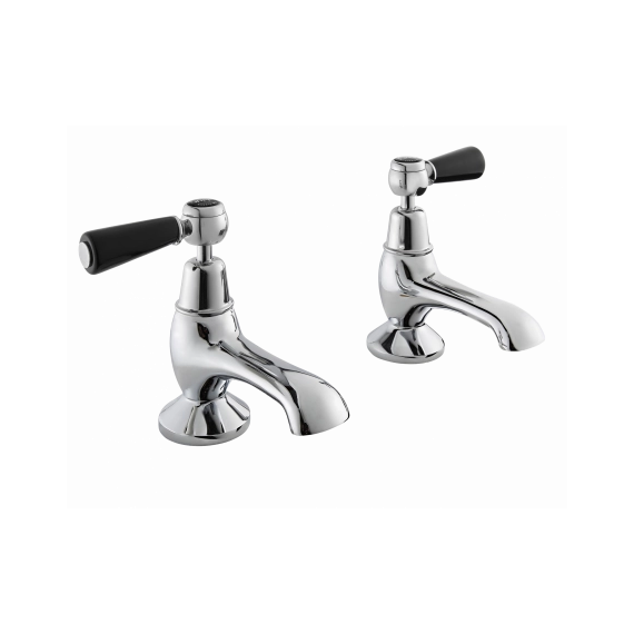 Bayswater Bath Taps - Lever - Black/ Chrome Domed                     