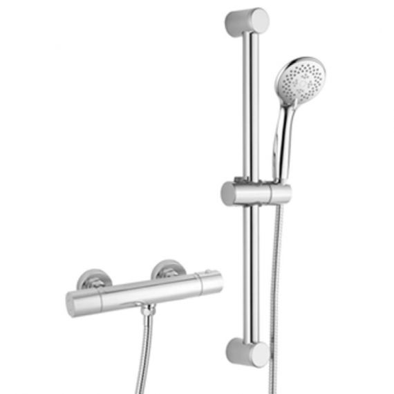 Cool Touch Round Exposed Thermostatic Shower Valve with Slide Rail Kit (WRAS)