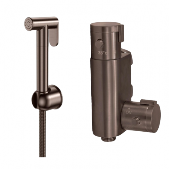 Douche Thermostatic Bar Valve With Spray Kit Brushed Bronze