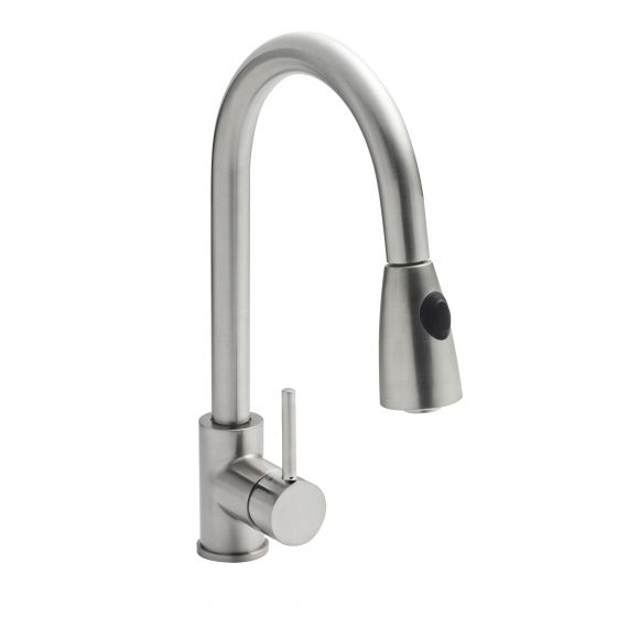 Nuie Side Action Pull-out Kitchen Mixer Tap Brushed Steel 