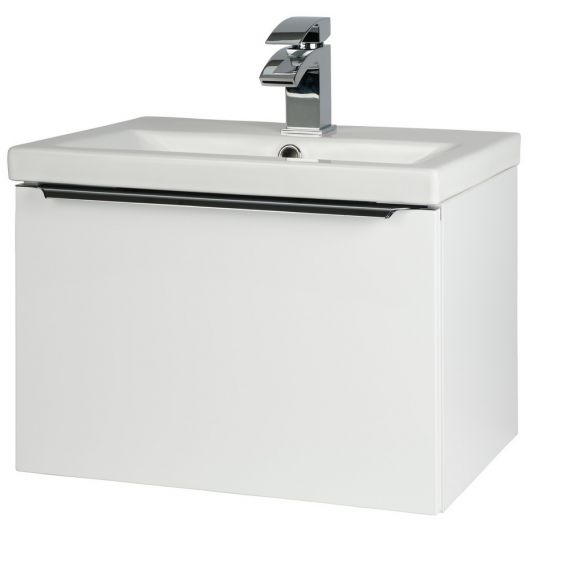 Kartell Kore 500mm Wall Mounted Drawer Unit With Ceramic Basin Gloss White