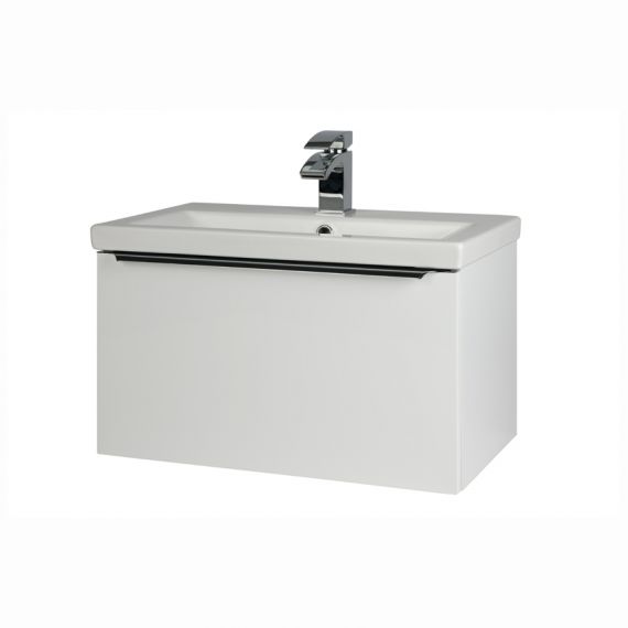 Kartell Kore 600mm Wall Mounted Drawer Unit With Ceramic Basin Gloss White