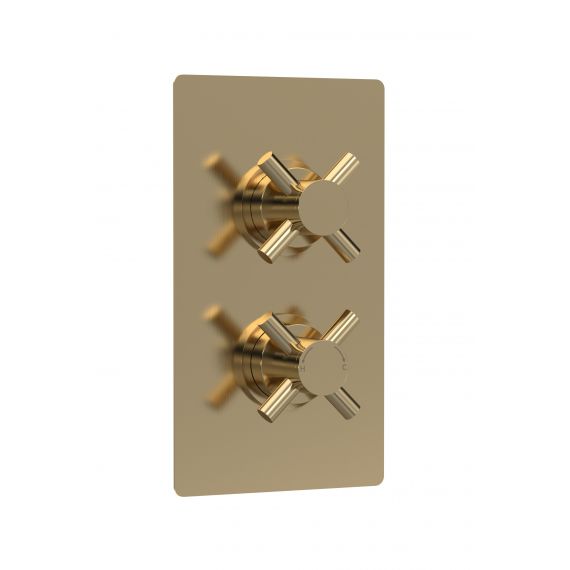 Hudson Reed Twin Thermostatic Shower Valve With Diverter Brushed Brass KRI8207