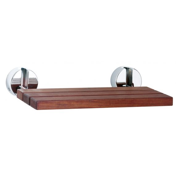 Hudson Reed Wooden Shower Seat with Chrome Hinges