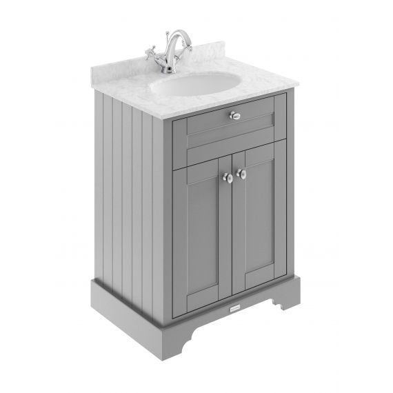 Hudson Reed Old London Storm Grey 600mm Cabinet & Marble Top (1TH)