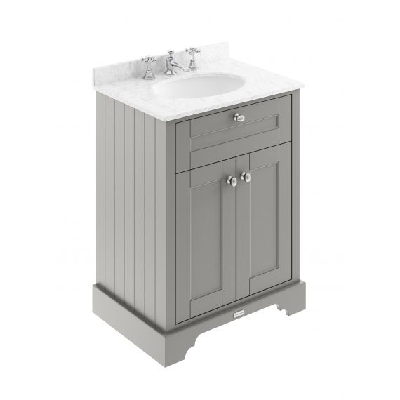 Hudson Reed Old London Storm Grey 600mm Cabinet & Marble Top (3TH)