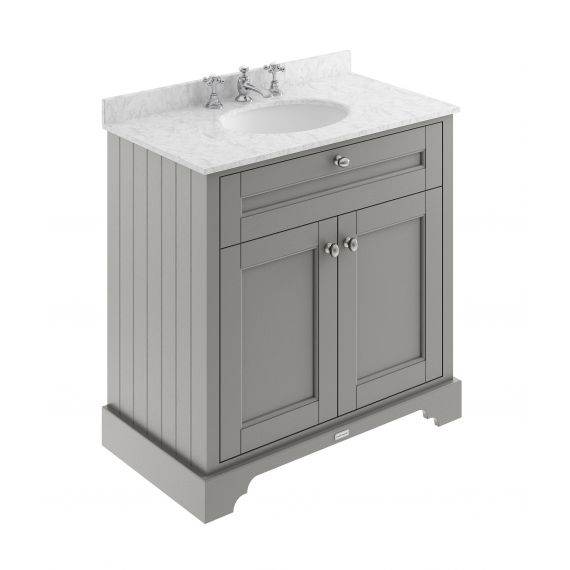 Hudson Reed Old London Storm Grey 800mm Cabinet & Marble Top (3TH)