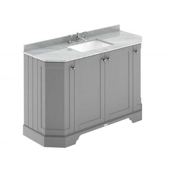 Hudson Reed 1200mm 4-Door Angled Unit & Marble Top 3TH Storm Grey LOF257