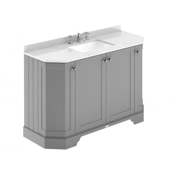 Hudson Reed 1200mm 4-Door Angled Unit & Marble Top 3TH Storm Grey LOF258