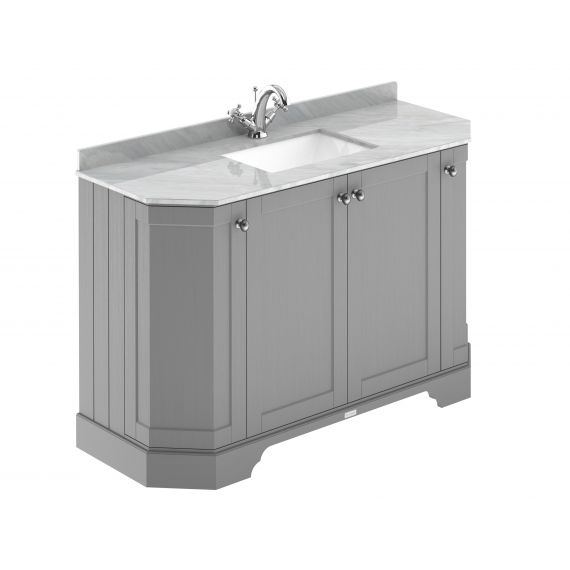 Hudson Reed 1200mm 4-Door Angled Unit & Marble Top 1TH Storm Grey LOF260