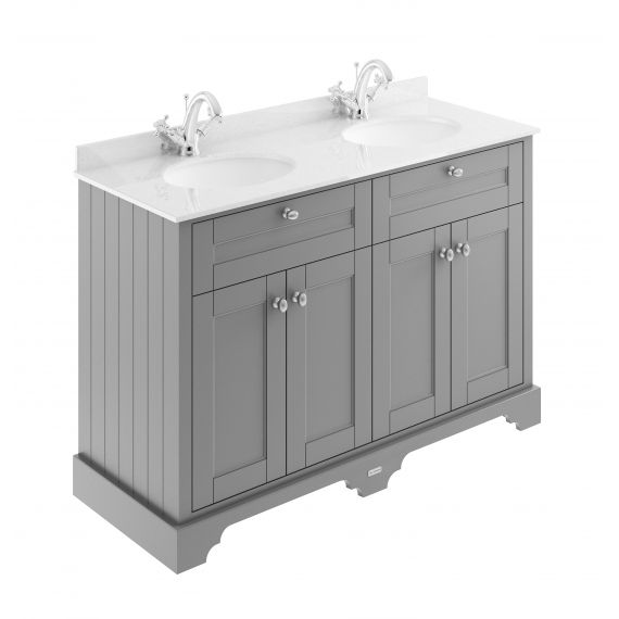 Hudson Reed 1200mm Cabinet & Double Marble Top (1TH) Storm Grey LOF264
