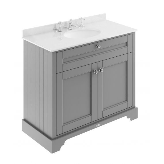 Hudson Reed Old London Storm Grey 1000mm Cabinet & Marble Top (3TH)