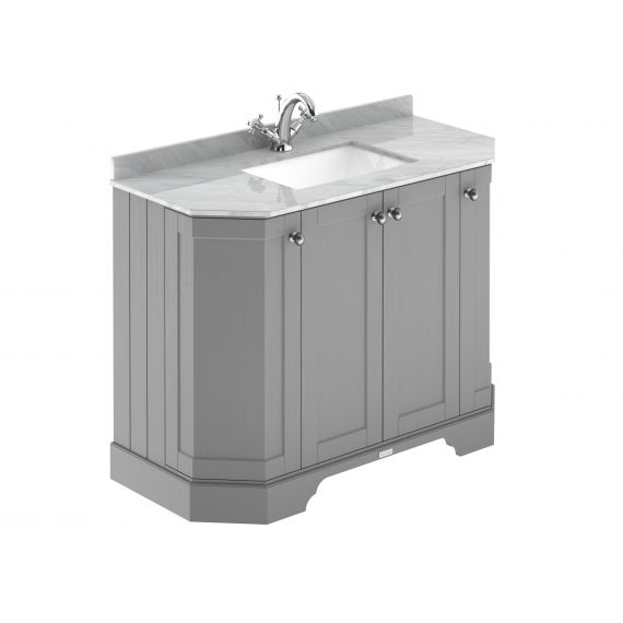 Hudson Reed 1000mm 4-Door Angled Unit & Marble Top 1TH Storm Grey LOF284