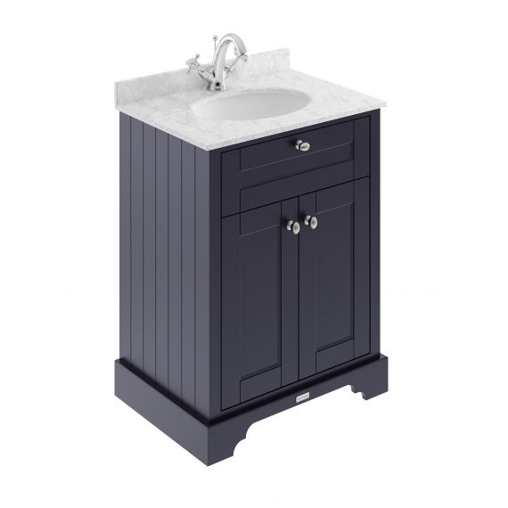 Hudson Reed Old London Twilight Blue 600mm Cabinet & Marble Top (1TH)