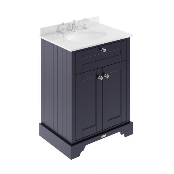Hudson Reed Old London Twilight Blue 600mm Cabinet & Marble Top (3TH)