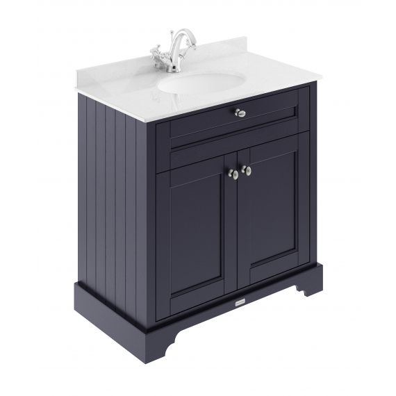 Hudson Reed Old London Twilight Blue 800mm Cabinet & Marble Top (1TH)