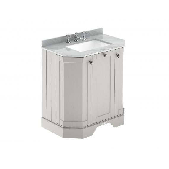 Hudson Reed 750mm 3-Door Angled Unit & Marble Top 3TH Timeless Sand LOF413