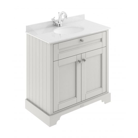Hudson Reed 800mm Cabinet & Marble Top (1TH) Timeless Sand LOF428