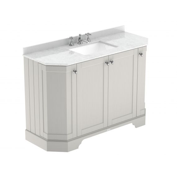 Hudson Reed 1200mm 4-Door Angled Unit & Marble Top 3TH Timeless Sand LOF458