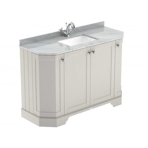 Hudson Reed 1200mm 4-Door Angled Unit & Marble Top 1TH Timeless Sand LOF460