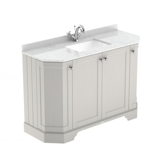 Hudson Reed 1200mm 4-Door Angled Unit & Marble Top 1TH Timeless Sand LOF461