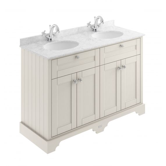 Hudson Reed Old London Timeless Sand 1200mm Cabinet & Double Marble Top (1TH)