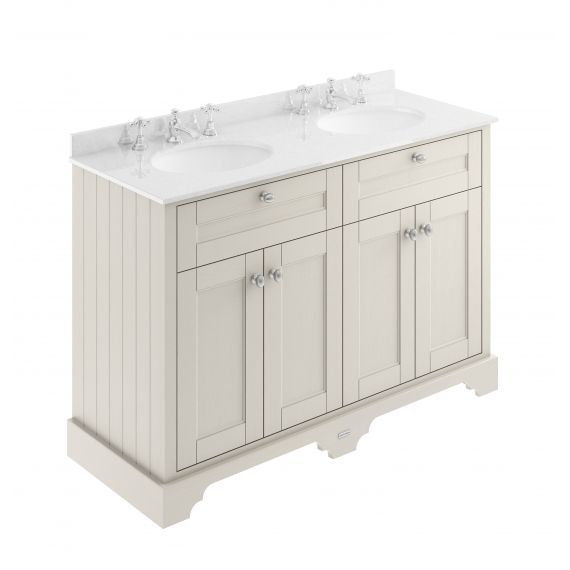Hudson Reed Old London Timeless Sand 1200mm Cabinet & Double Marble Top (3TH)