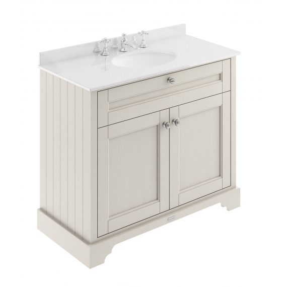 Hudson Reed Old London Timeless Sand 1000mm Cabinet & Marble Top (3TH)
