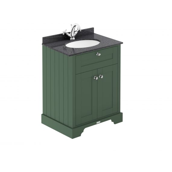 Hudson Reed 600mm Cabinet & Marble Top (1TH) Hunter Green LOF821